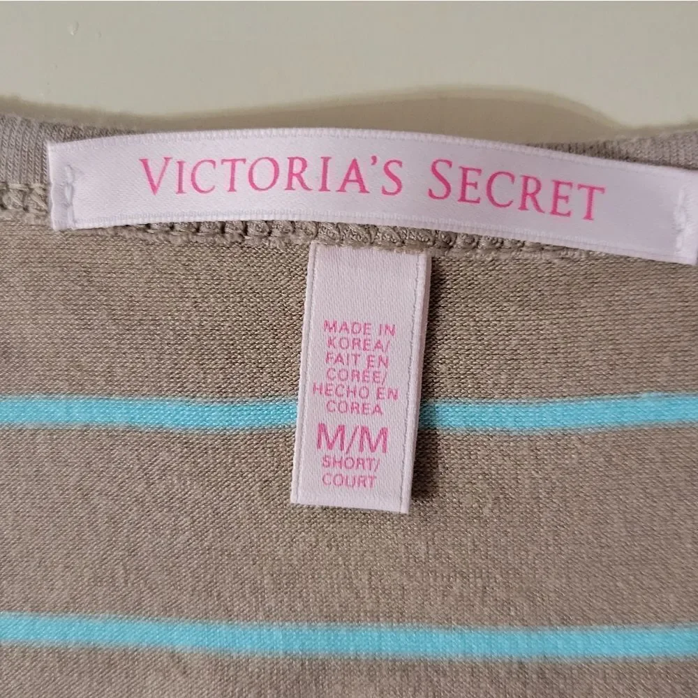 Victoria's Secret Ruched Side Tan & Teal Stripe Maxi Tank Dress - Picture 4 of 15